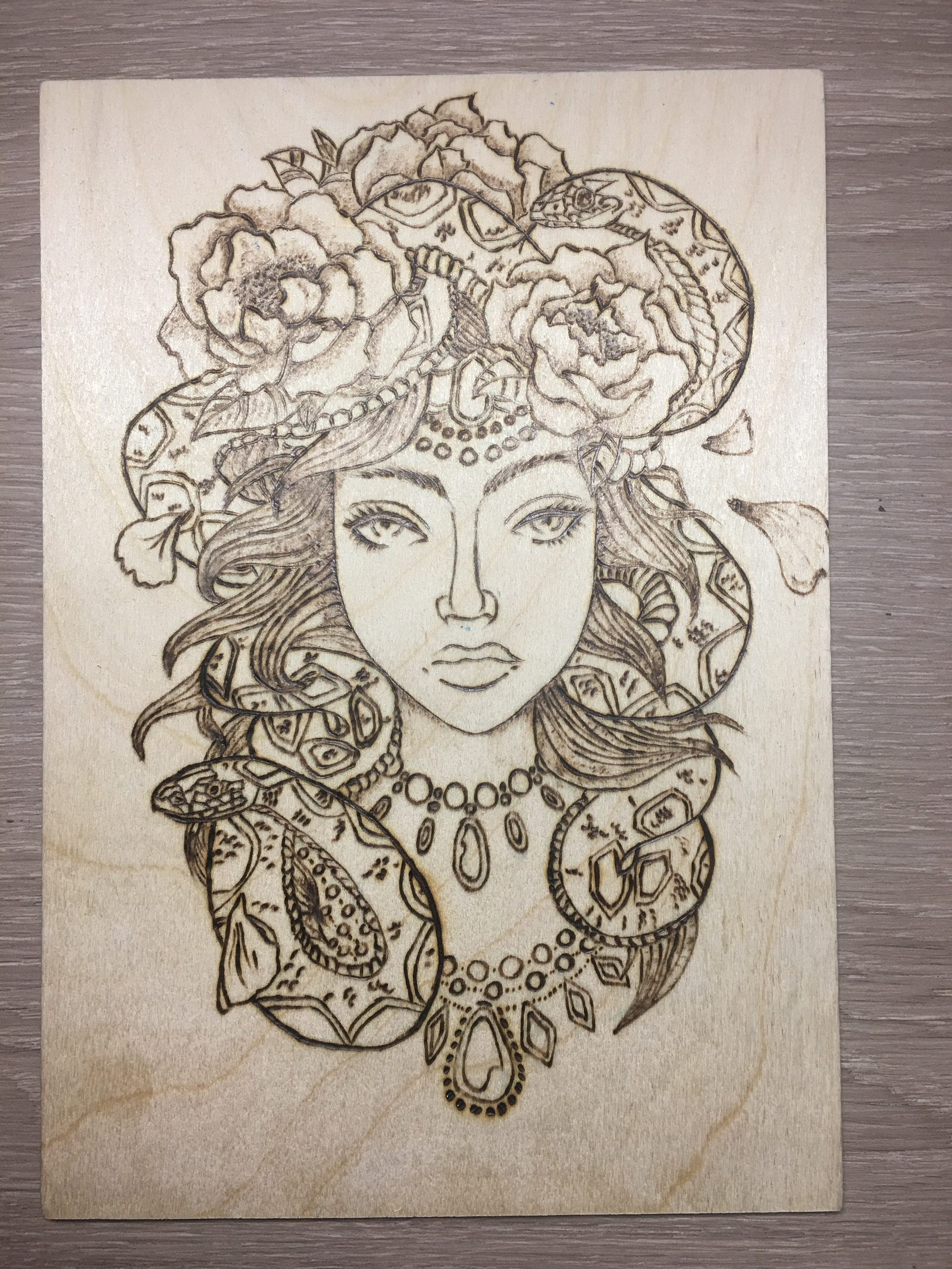 Muse Medusa. - My, Longpost, Pyrography, Needlework with process, Friday tag is mine, With your own hands