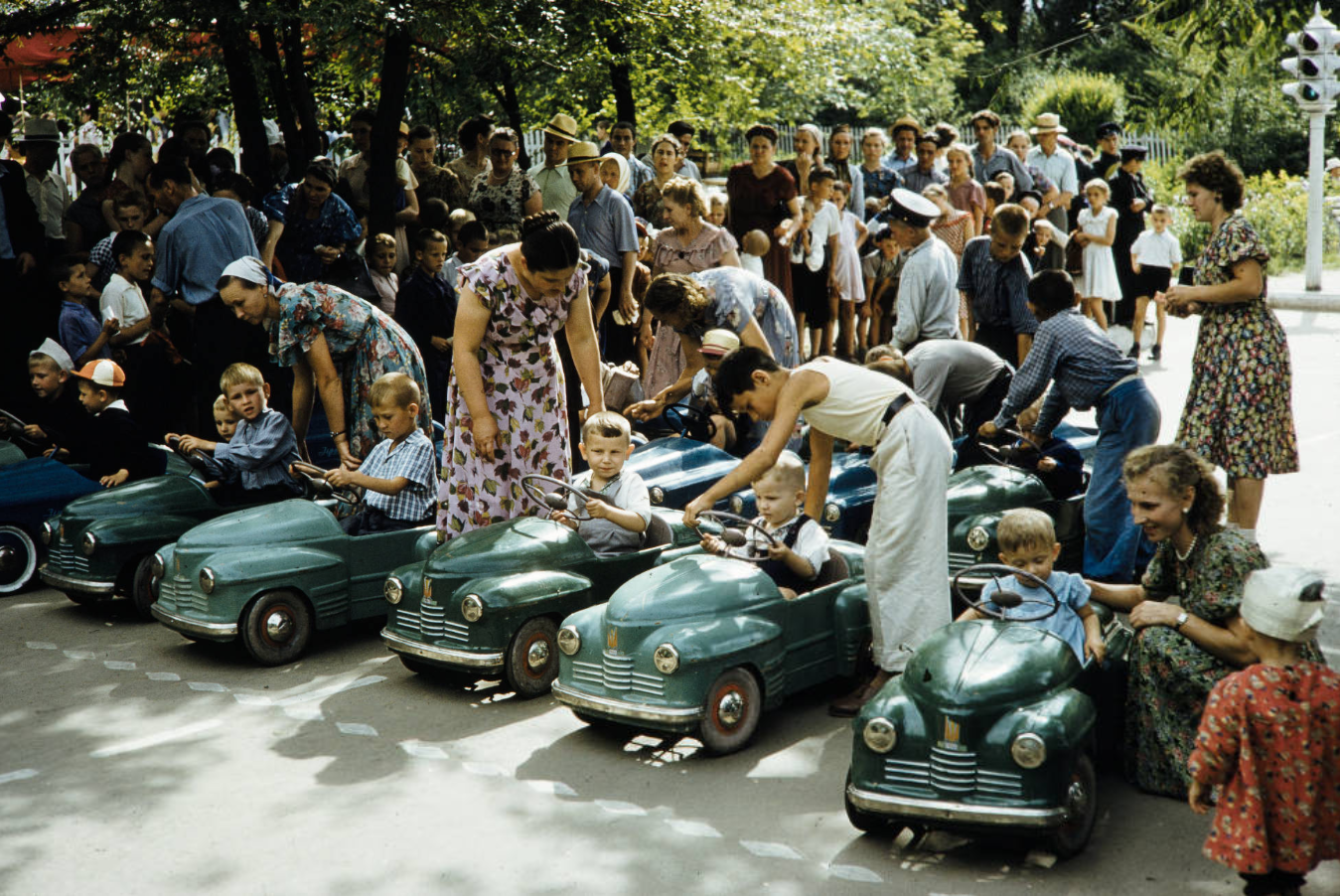 Racing on pedal cars, Moscow, 1959. - Old photo, , Pedal machine, the USSR, Interesting