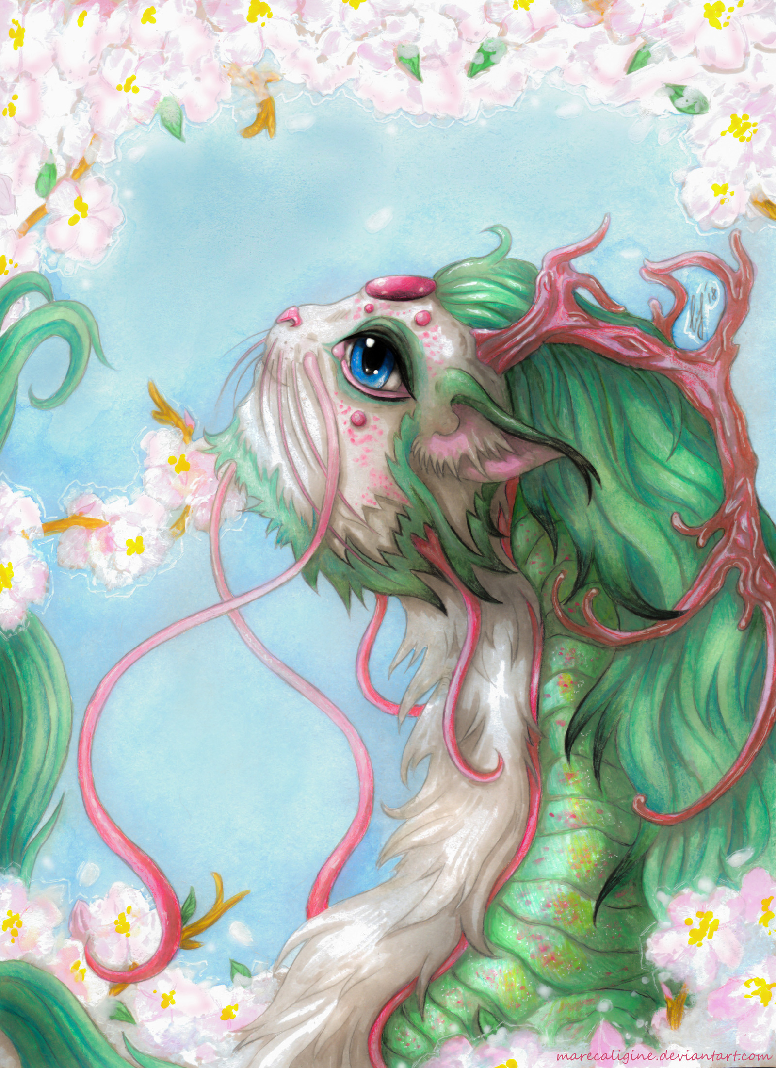 Awakened in the spring. - My, The Dragon, Milota, Spring, Fantasy, Drawing