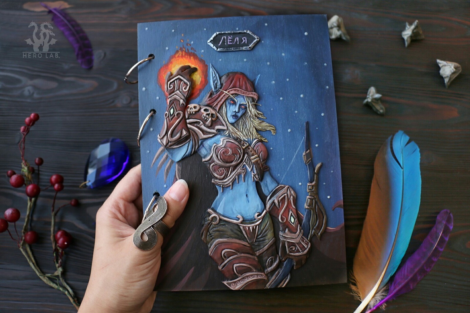 Notebook with Sylvanas by WoW - My, My, Polymer clay, Needlework with process, Wow, Warcraft, Elves, Longpost, Notebook