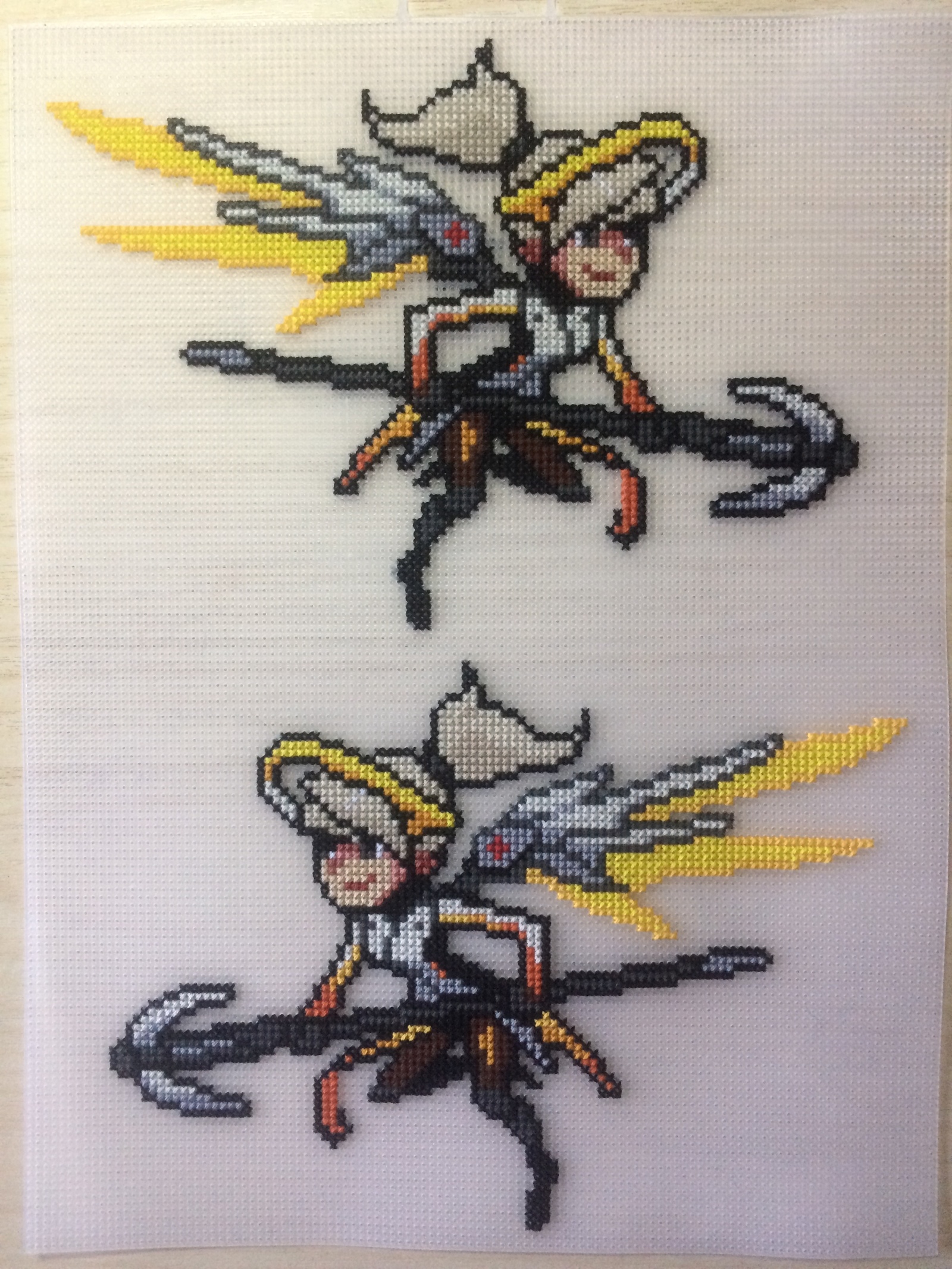 Angel. Embroidery - My, Overwatch, Mercy, Embroidery, Cross-stitch, Longpost