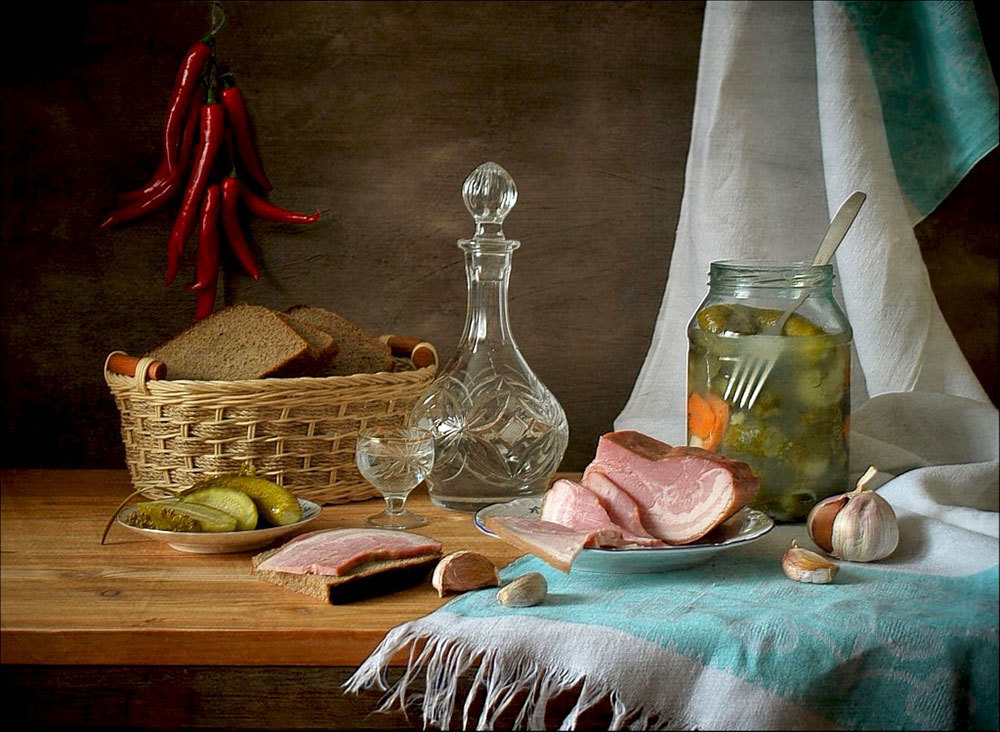 Nikolay Lyapin. - Still life, Vodka, Food, Longpost, A selection, Dinner, Alcohol