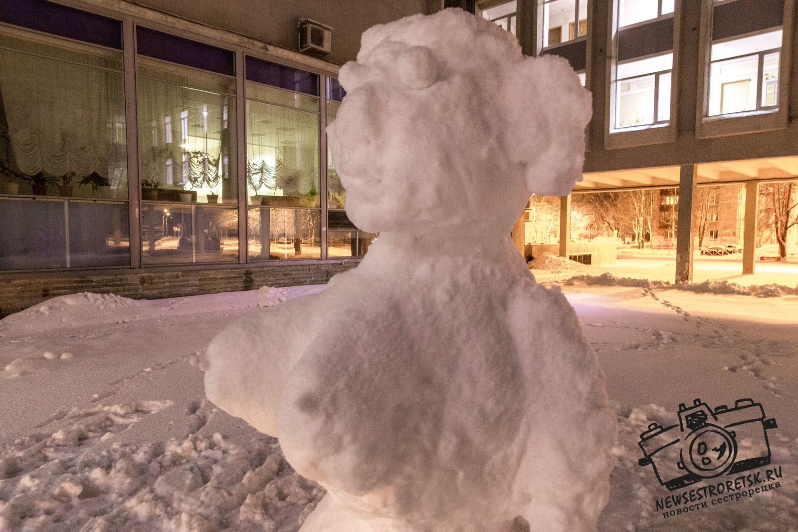 Folk art meets employees and visitors of the administration of Sestroretsk. - Snow woman, Boobs, Creation, In contact with, Sestroretsk, Longpost, The photo