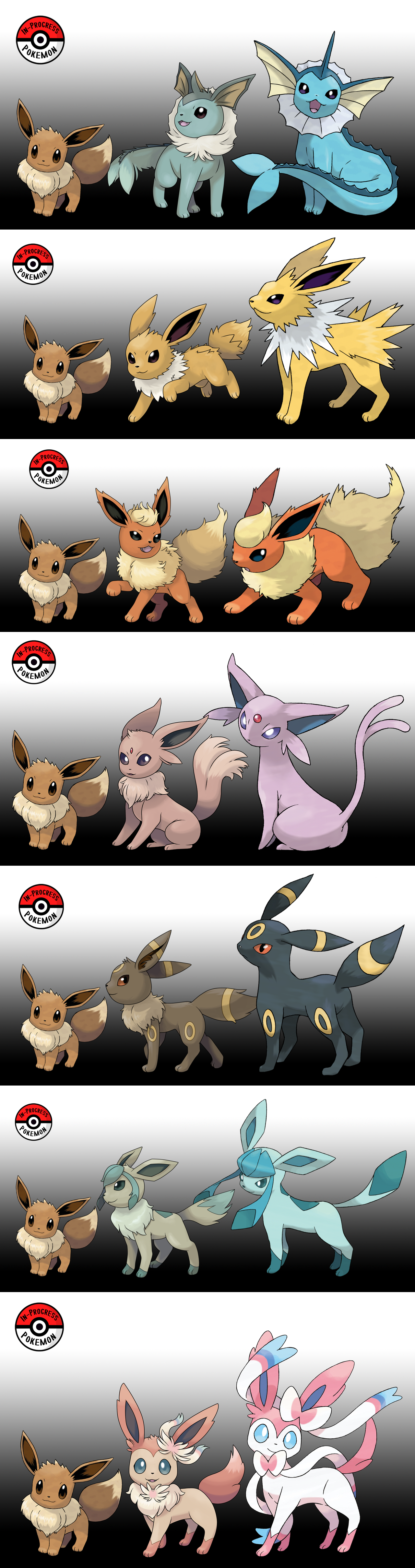 An artist with the nickname InProgressPokemon posts on his Tumblr the intermediate stages of the evolution of Pokemon - Pokemon, Evolution, Art, Tumblr, Artist, Anime, Not anime, Longpost