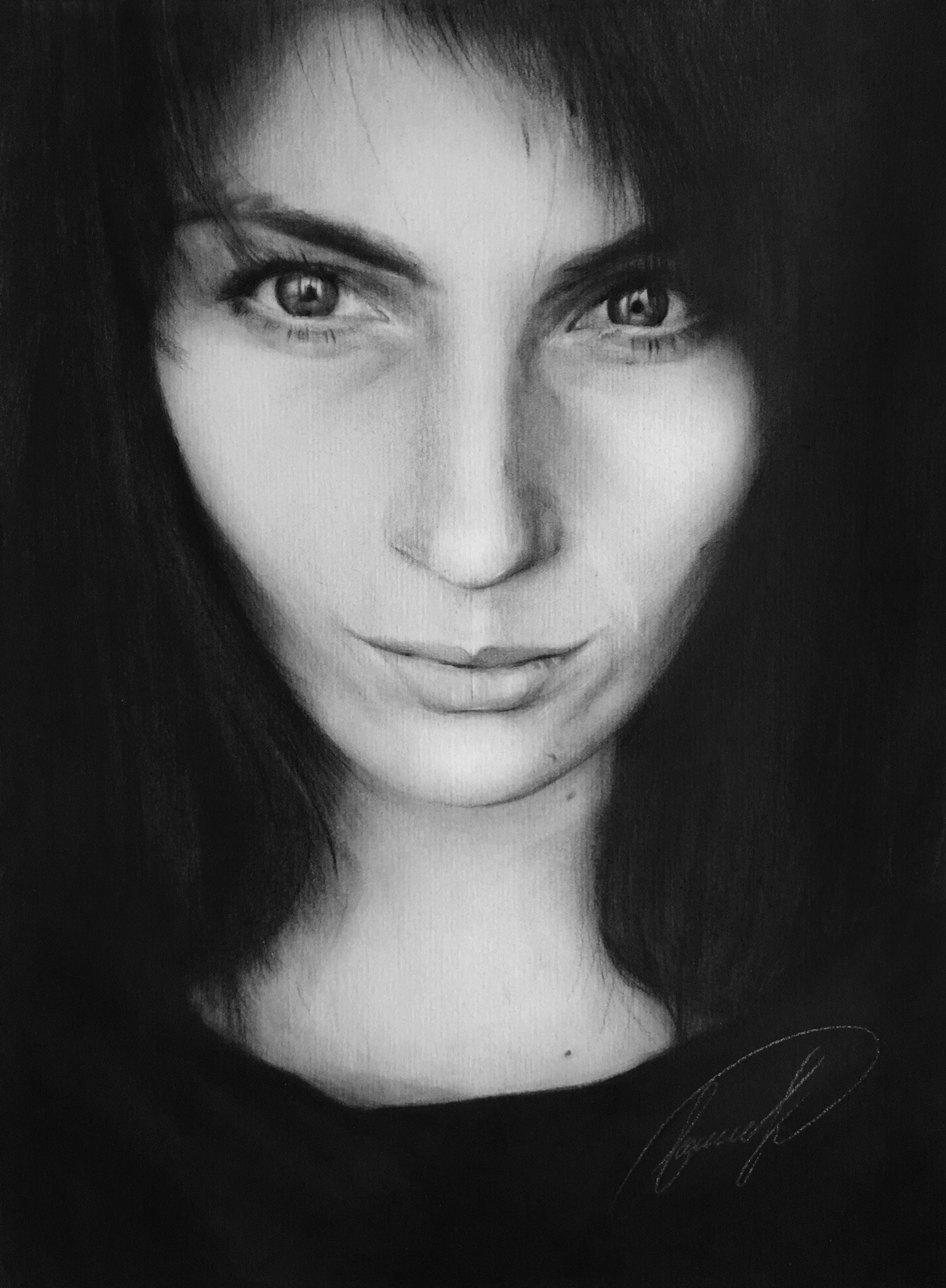 Portrait - My, Graphics, Drawing, Dry brush, Art, Pencil drawing, Portrait, Portrait by photo