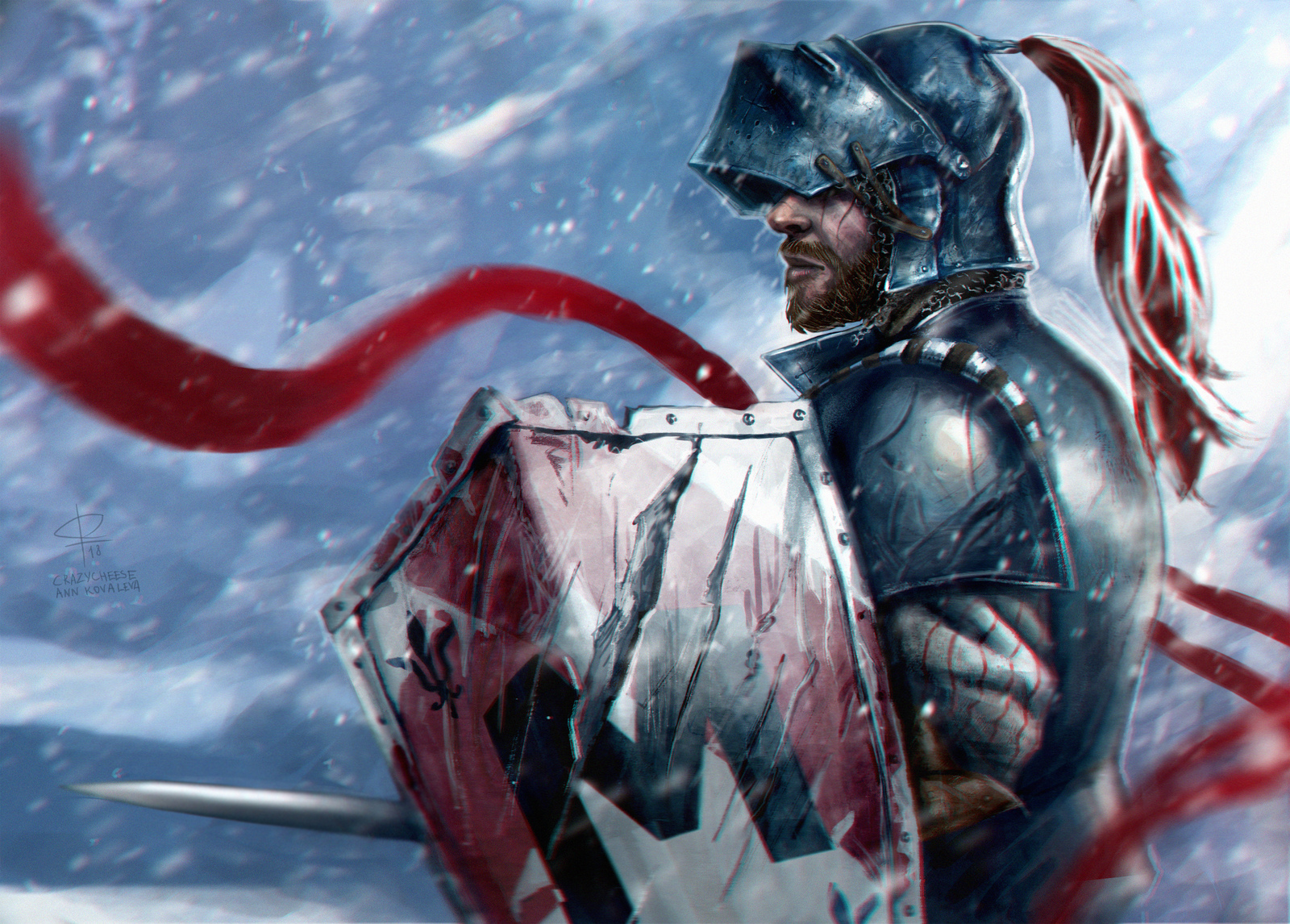 An animated version of the knight - My, Drawing, Knight, Winter, Art, Photoshop, Mordhau, Knights