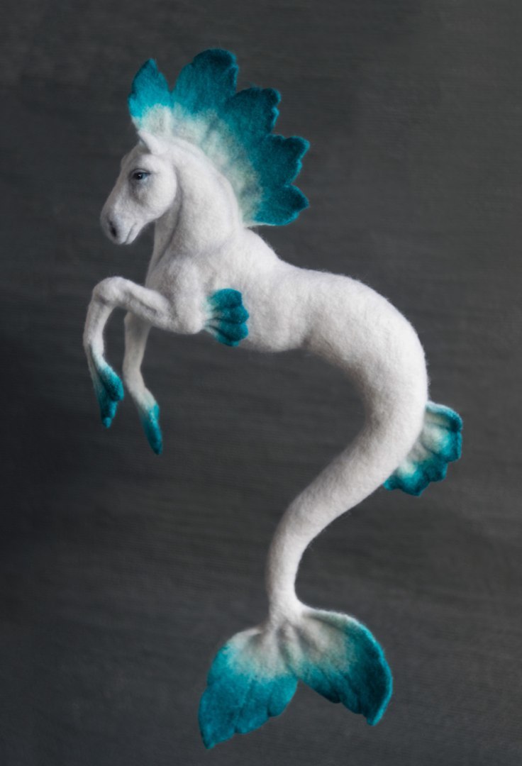 Hippocampus. dry felting - My, Hippocampus, Sea Horse, Dry felting, Needlework without process, , Longpost, The photo