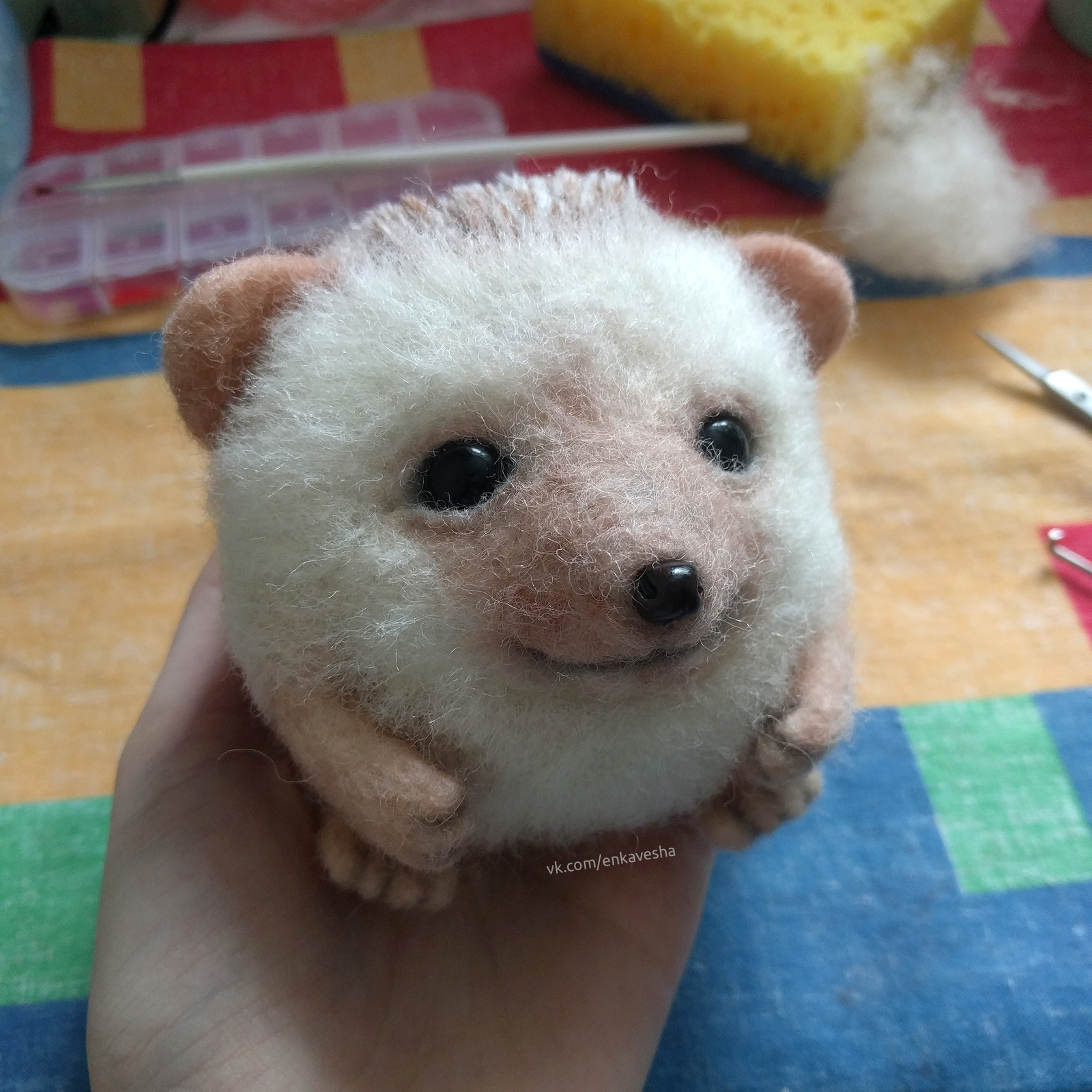 Hedgehog - My, Dry felting, Author's toy, Needlework with process, Needlework, Handmade, Hedgehog, Longpost, The photo