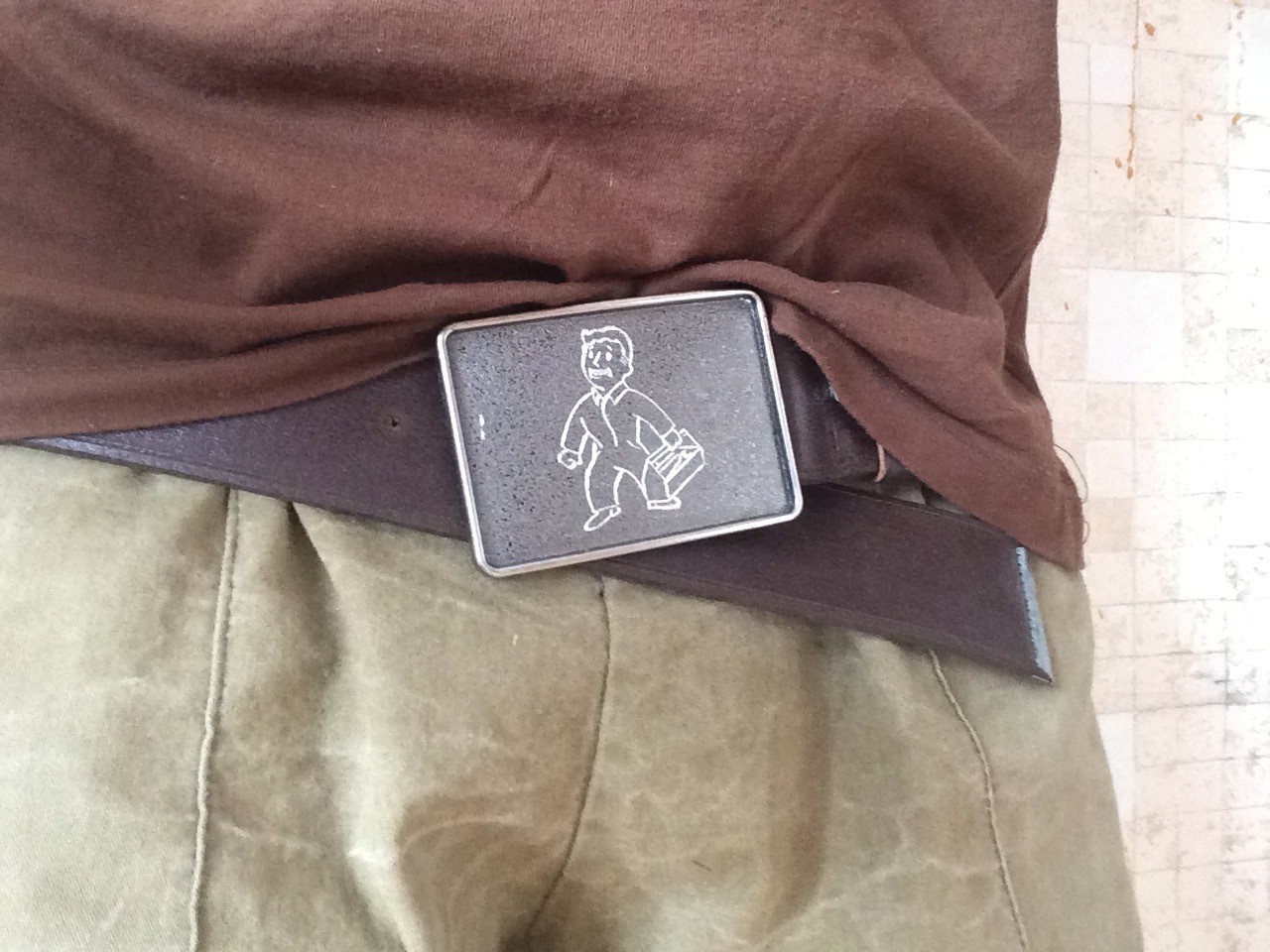 Belt with a badge - engraving: step by step production - My, Belt, Engraving, Vault boy, Longpost