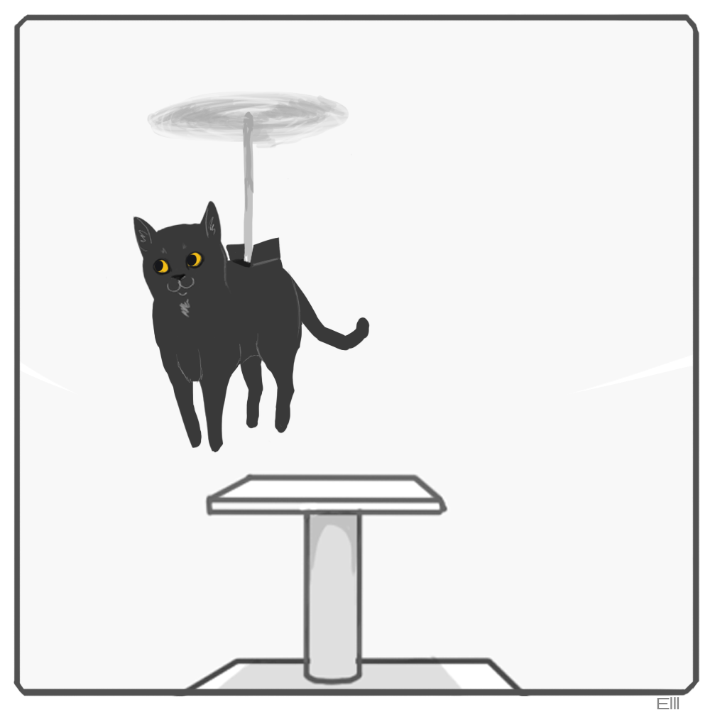 My cat has such a feline design with a platform, which I call a helicopter. - My, cat, Comics, Helipad, Longpost