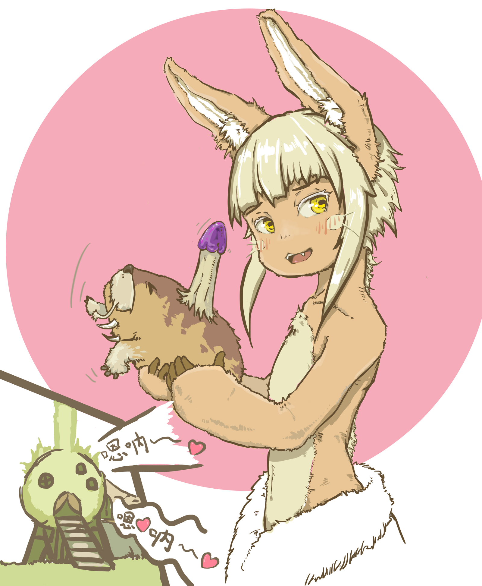 Nanachi в костюмчике и без - Anime Art, Аниме, Made in Abyss, Nanachi, Mitty, Тушь, Длиннопост