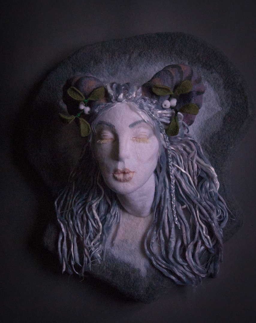 Giant wool sculpture. dry felting - My, Faun, Dry felting, Wallow, Wool toy, Sculpture, , Longpost, Needlework without process