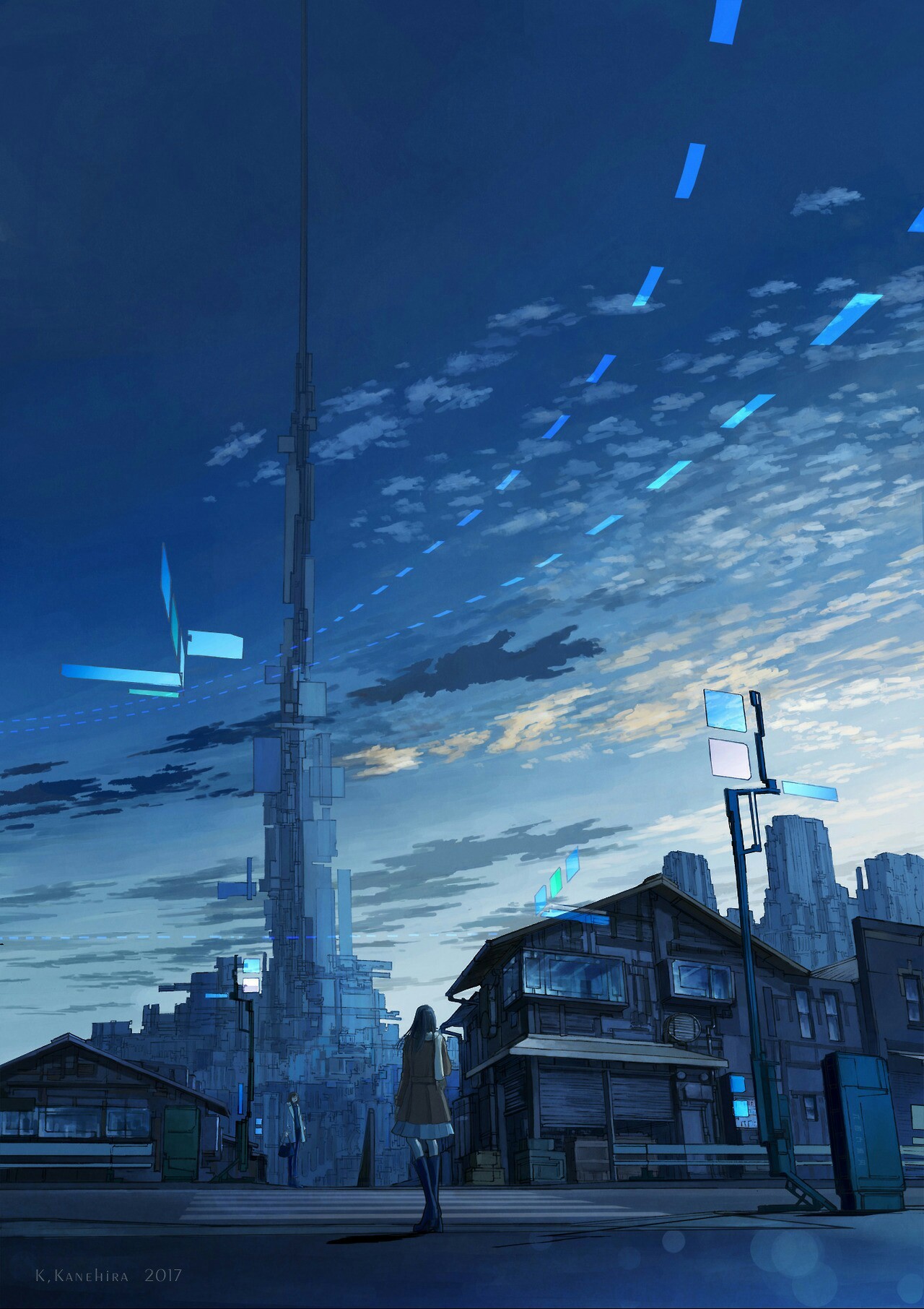 Anime Art #300 - Anime original, Clouds, Town, Scene, Anime