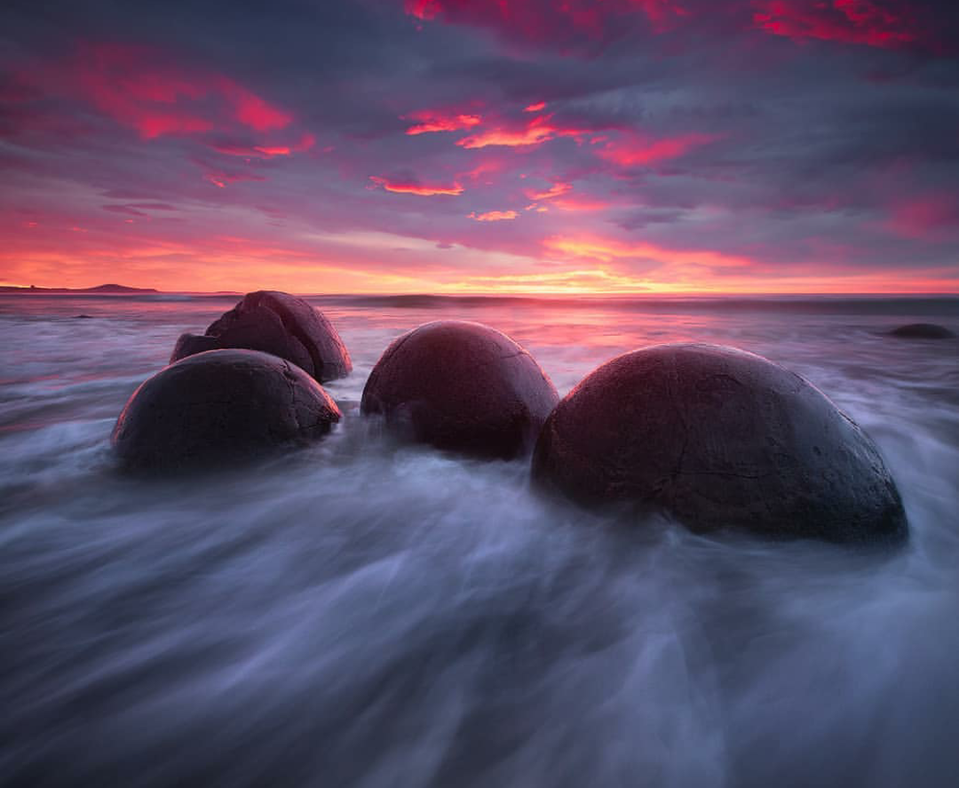 Sea boulders. New Zealand. - Sea, Boulder, A rock, New Zealand, Sunset, beauty of nature, Instagram
