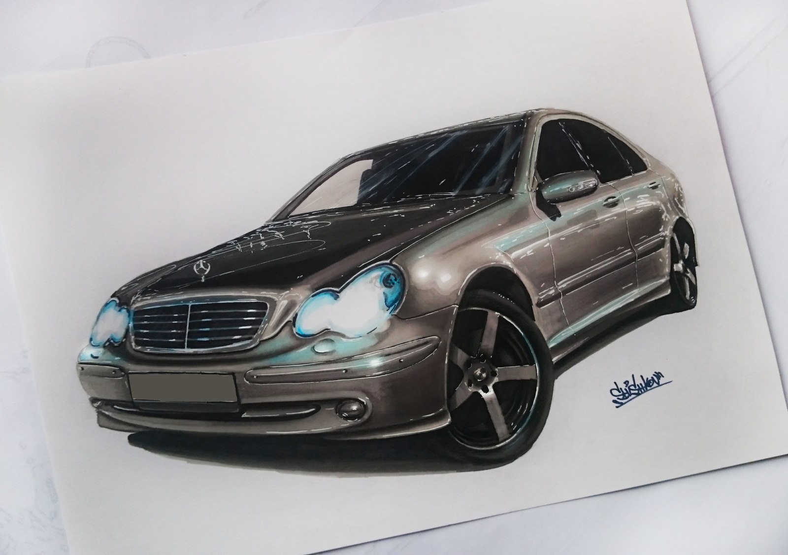 Mercedes Benz w203 рисовать