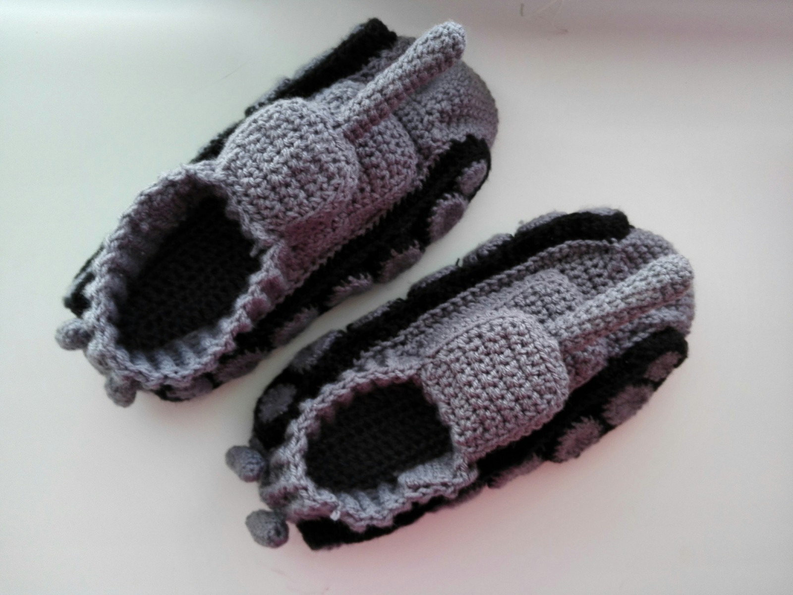 Tank slippers - My, Slippers, Tanks, Knitting, Crochet, Longpost