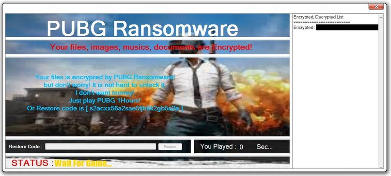 New ransomware encrypts files on users' computers and requires them to play PUBG to unlock - Safety, Information Security