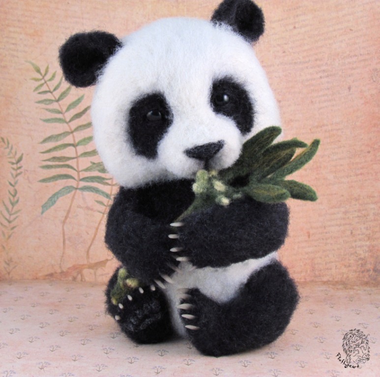 6 signs you are a panda... - My, Dry felting, Panda, Needlework without process, Longpost, Presents, Copyright, Wool toy