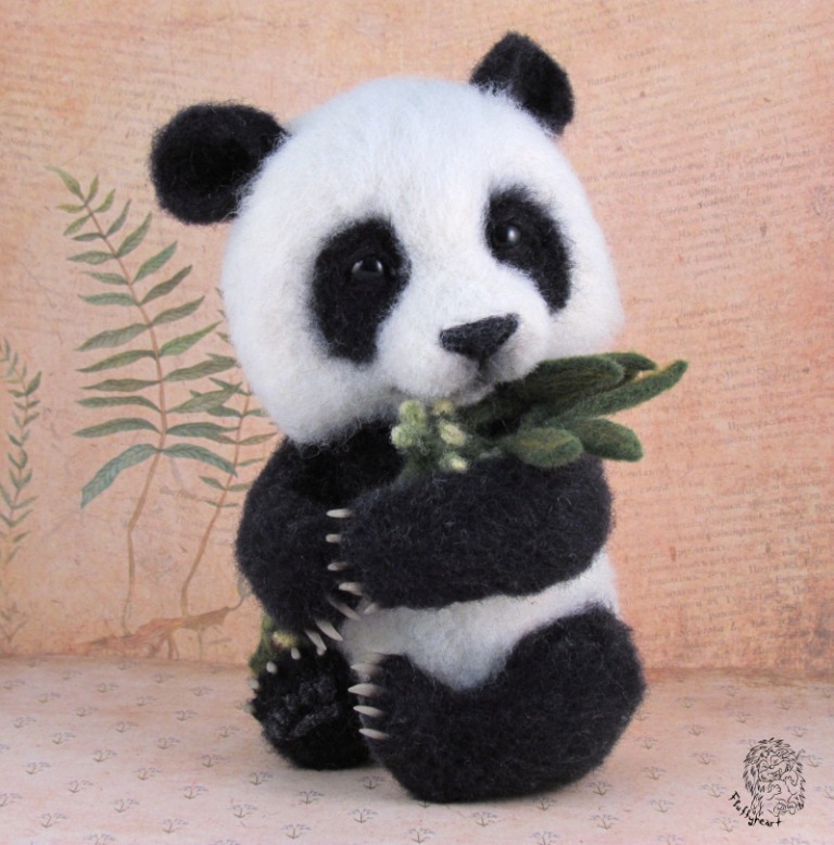 6 signs you are a panda... - My, Dry felting, Panda, Needlework without process, Longpost, Presents, Copyright, Wool toy