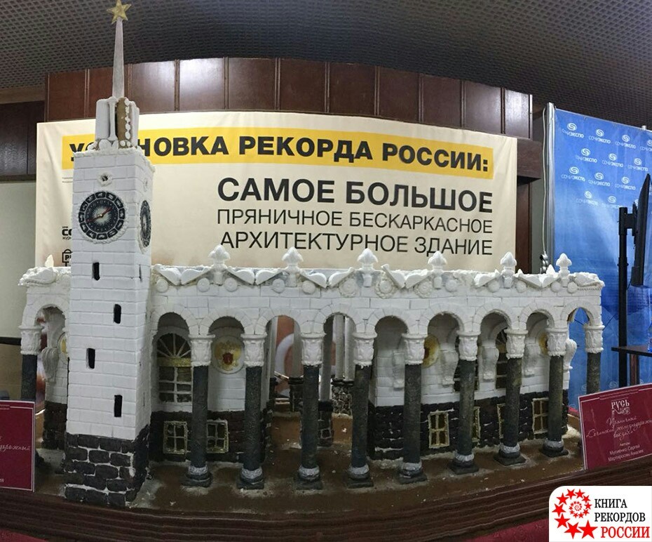 Самая большая модель бескаркасного пряничного архитектурного сооружения в России - Пряничный домик, Сооружения, Вкусно, Пряники, Рекорд, Книга рекордов России