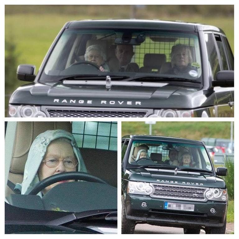 Queen Elizabeth II driving her Range Rover. - Woman driving, The photo