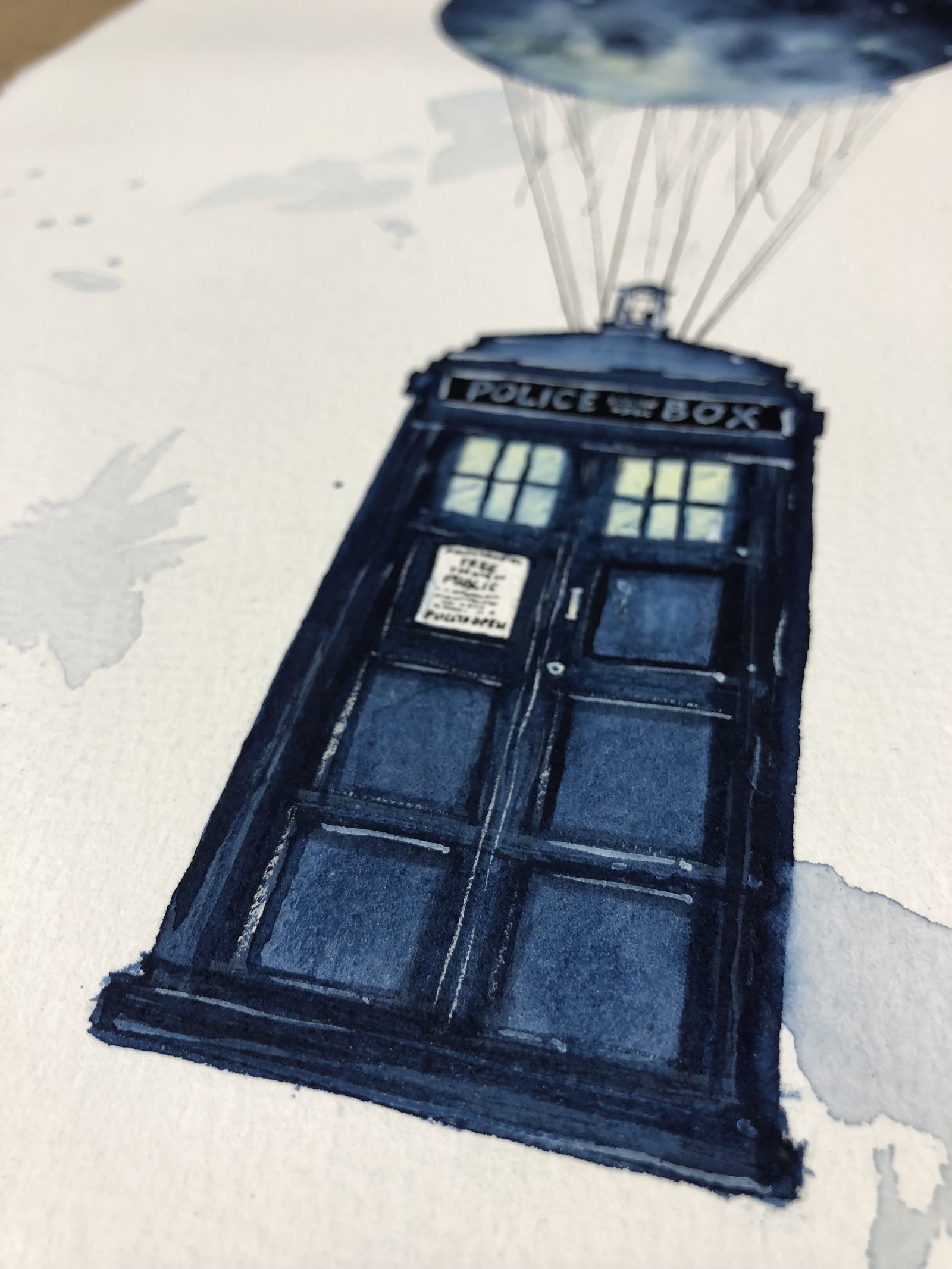 Tardis Watercolor - My, TARDIS, , Doctor Who, Watercolor, Longpost