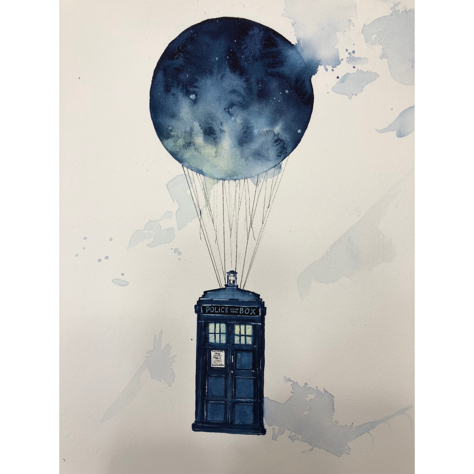 Tardis Watercolor - My, TARDIS, , Doctor Who, Watercolor, Longpost