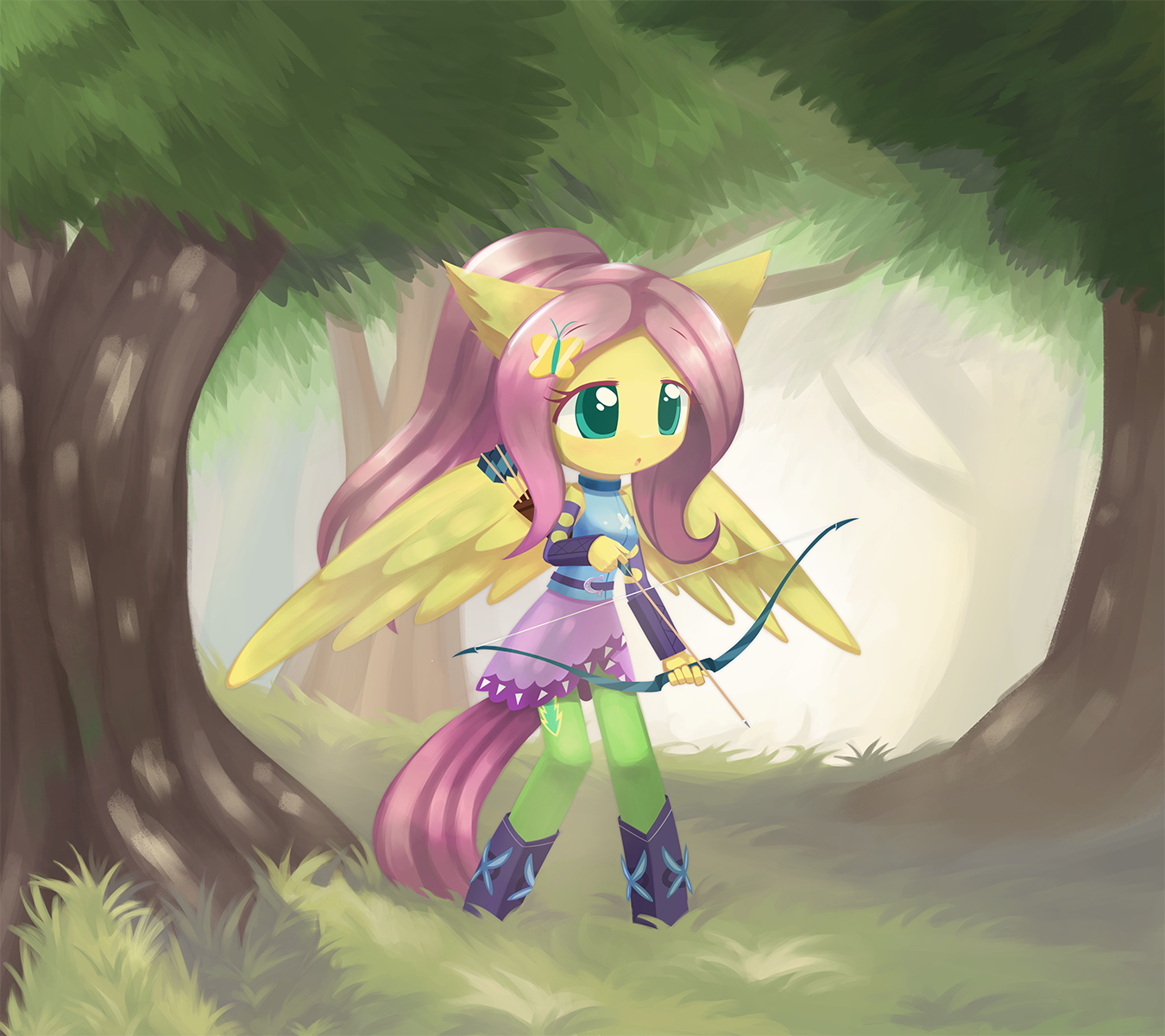 Archer Fluttershy - My Little Pony, Equestria Girls, Fluttershy, Howxu