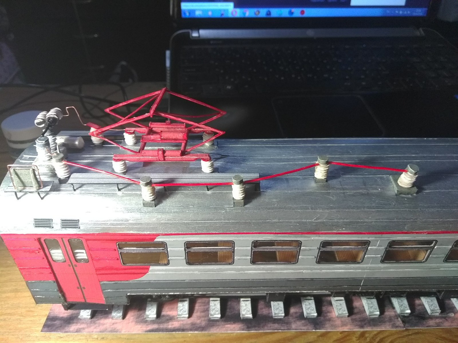 Model of the motor car of the electric train ER9 pc - 180 made of paper - My, Papercraft, Railway Modeling, Train, Layout, Creation, Longpost