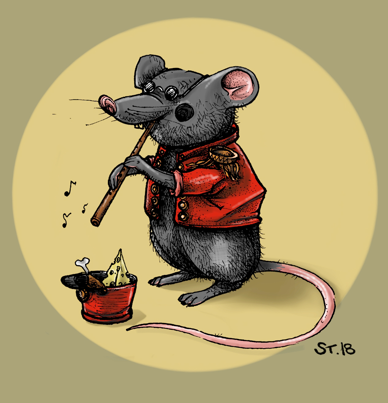 Musician - My, Art, Illustrations, Drawing, Music, Musicians, Rat, Animals, Flute