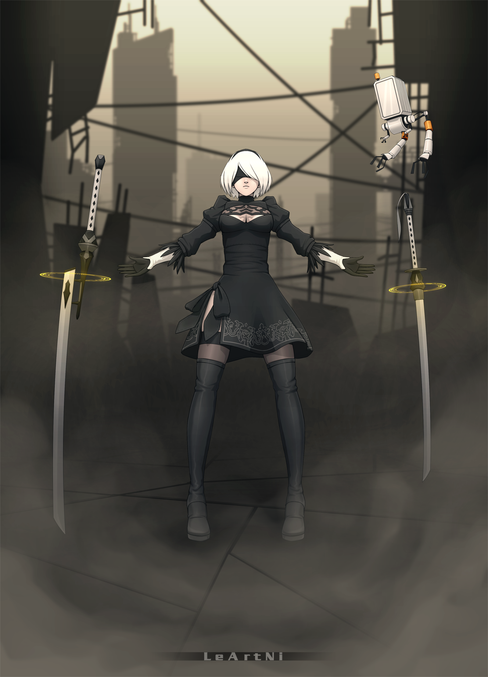 My drawings #6 - NSFW, My, Anime art, NIER Automata, Yorha unit No 2 type B, Alisa Southerncross, , Anime, Leartni, Drawing, Longpost