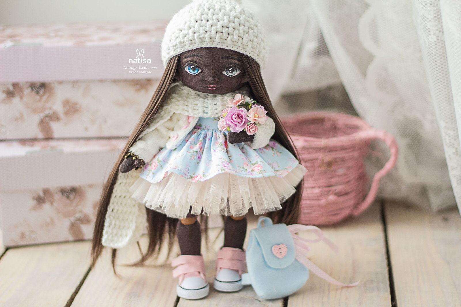 Textile black woman with heterochromia - My, Black people, Doll, Textile doll, Longpost