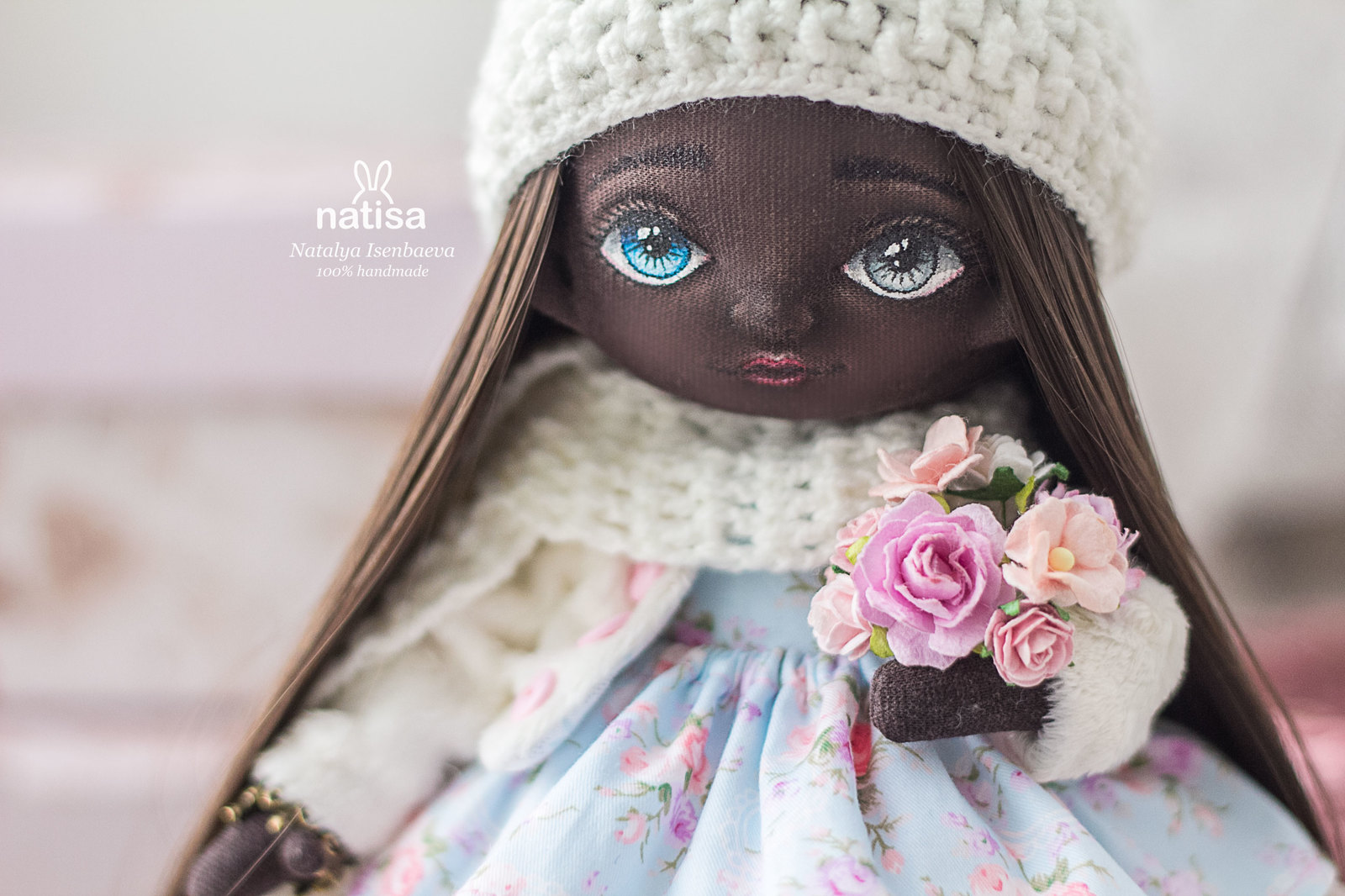 Textile black woman with heterochromia - My, Black people, Doll, Textile doll, Longpost