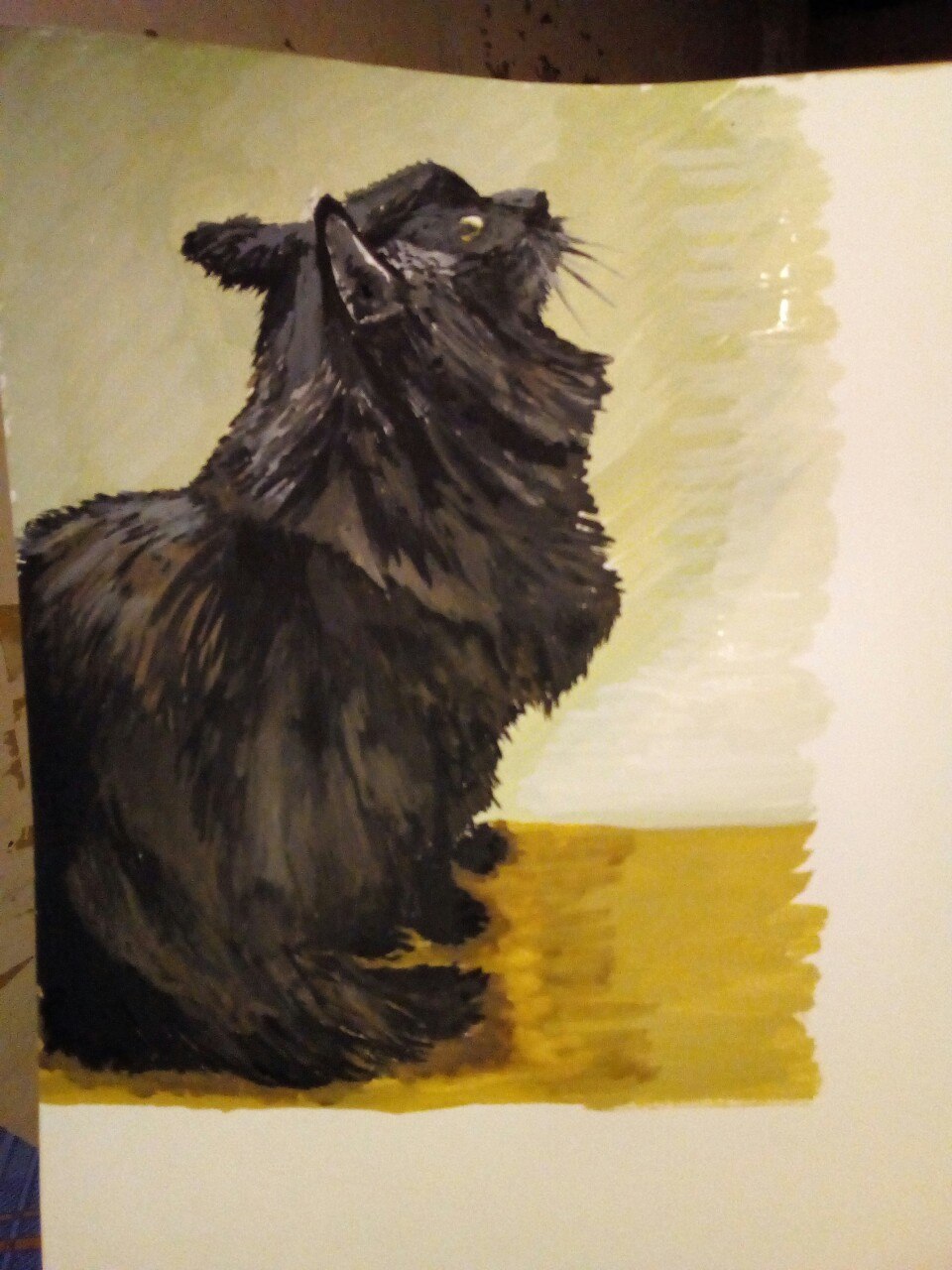 One of the unsuccessful attempts to draw your own cat from a photo - My, cat, Gouache, Drawing