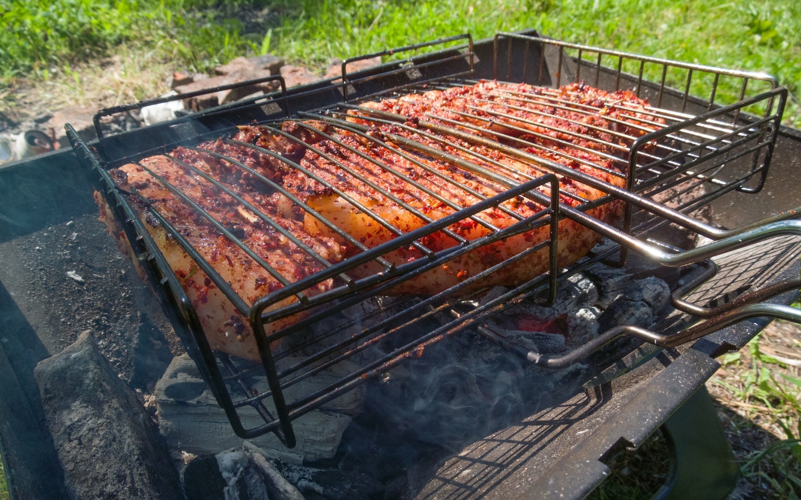 Fried retrospective - My, Shashlik, B-B-Q, BBQ, Meat, Bonfire, Brazier, Bricks, Yummy, Longpost