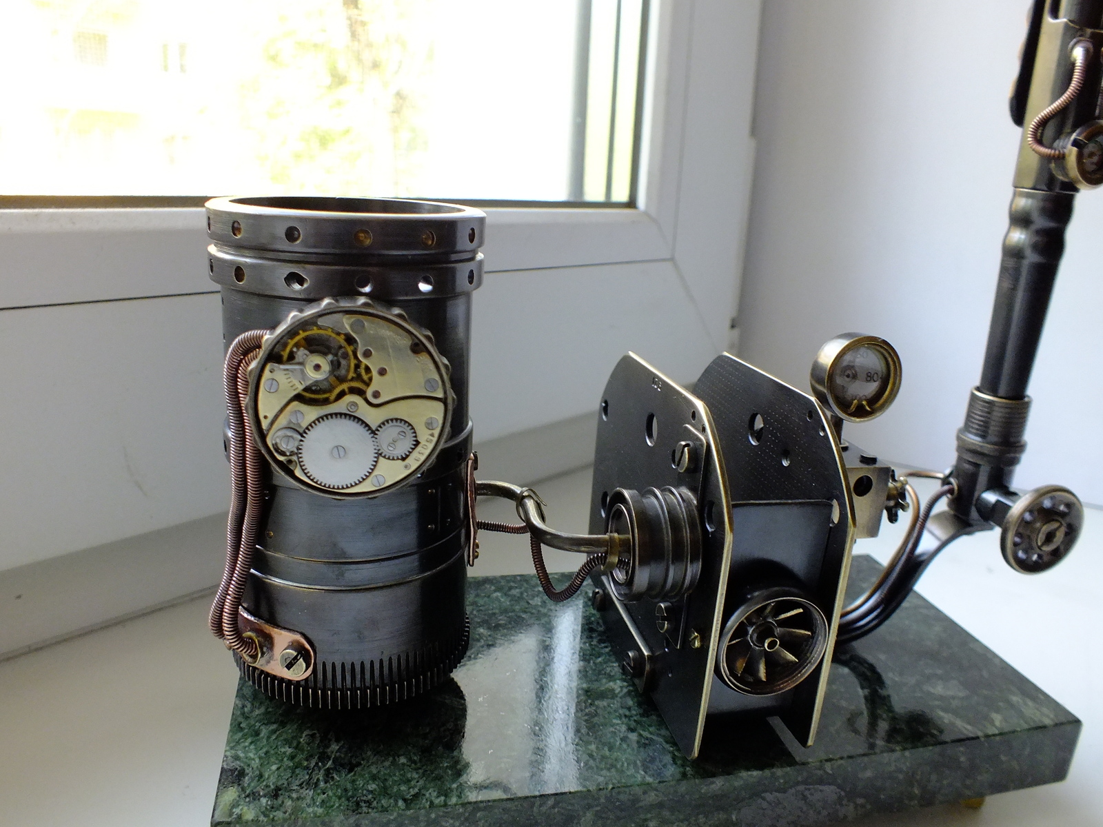 Steampunk desk stand for pencils, pens and business cards - My, , Pen, Steampunk, Video, Longpost