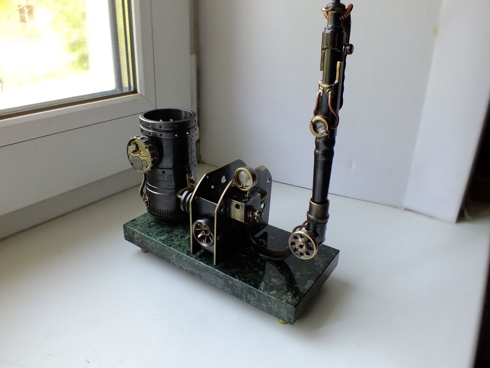 Steampunk desk stand for pencils, pens and business cards - My, , Pen, Steampunk, Video, Longpost