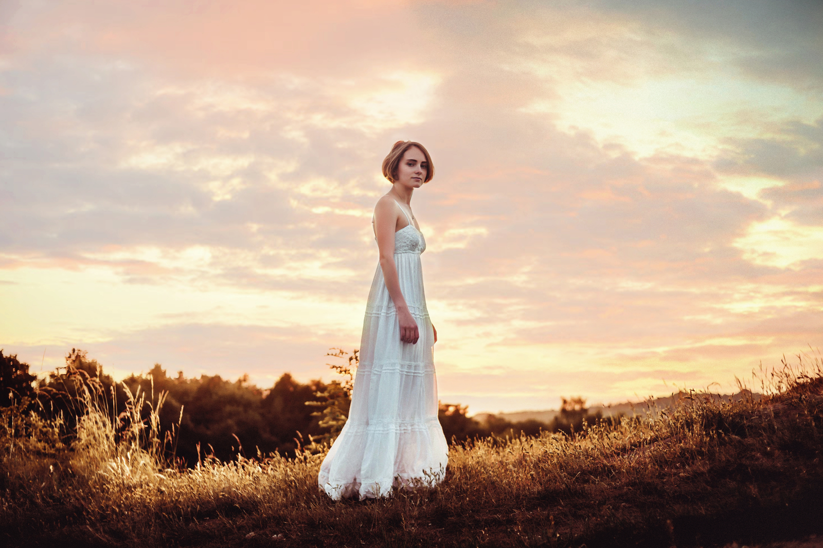 On the Sunset - My, Sunset, The photo, Beautiful girl, Krakow, Longpost