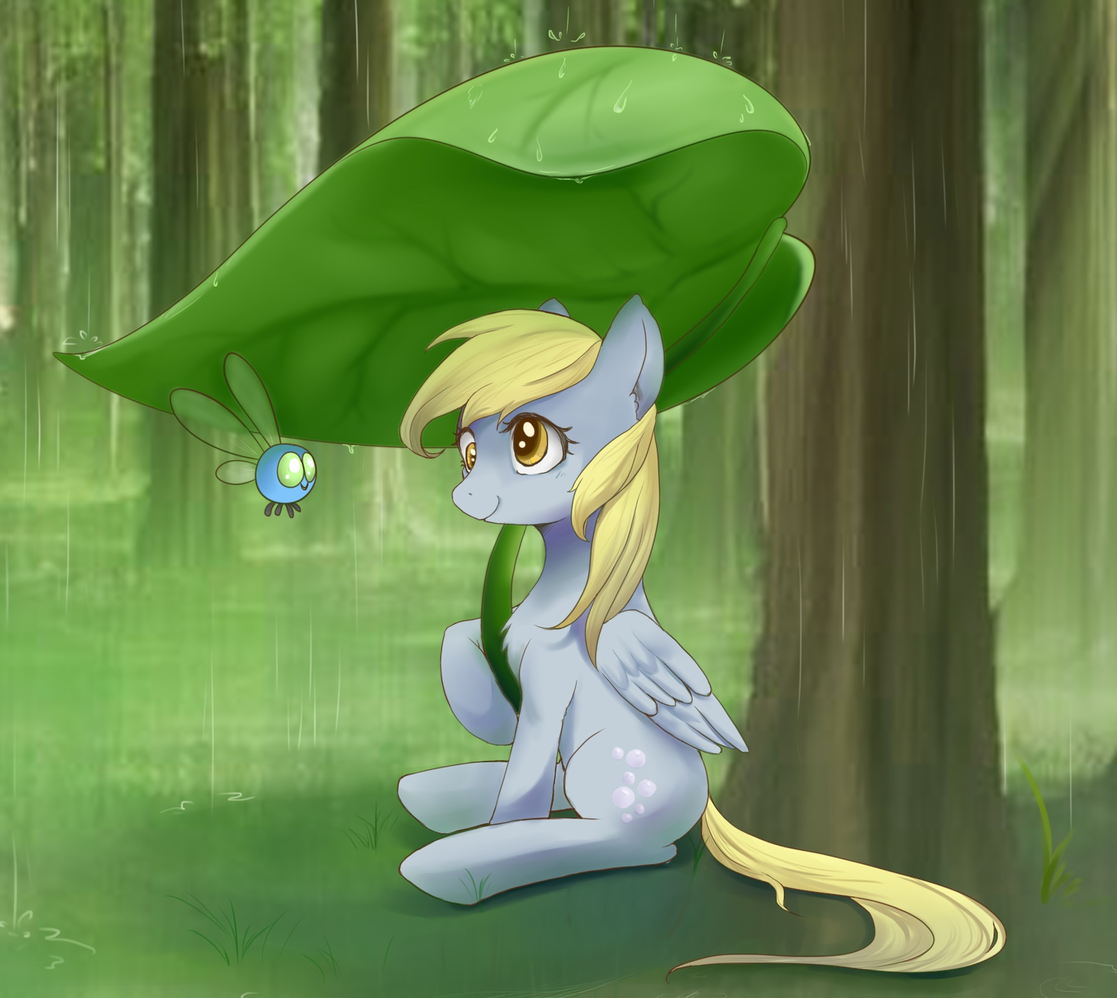 Under rain - My little pony, Derpy hooves, Parasprite, PonyArt