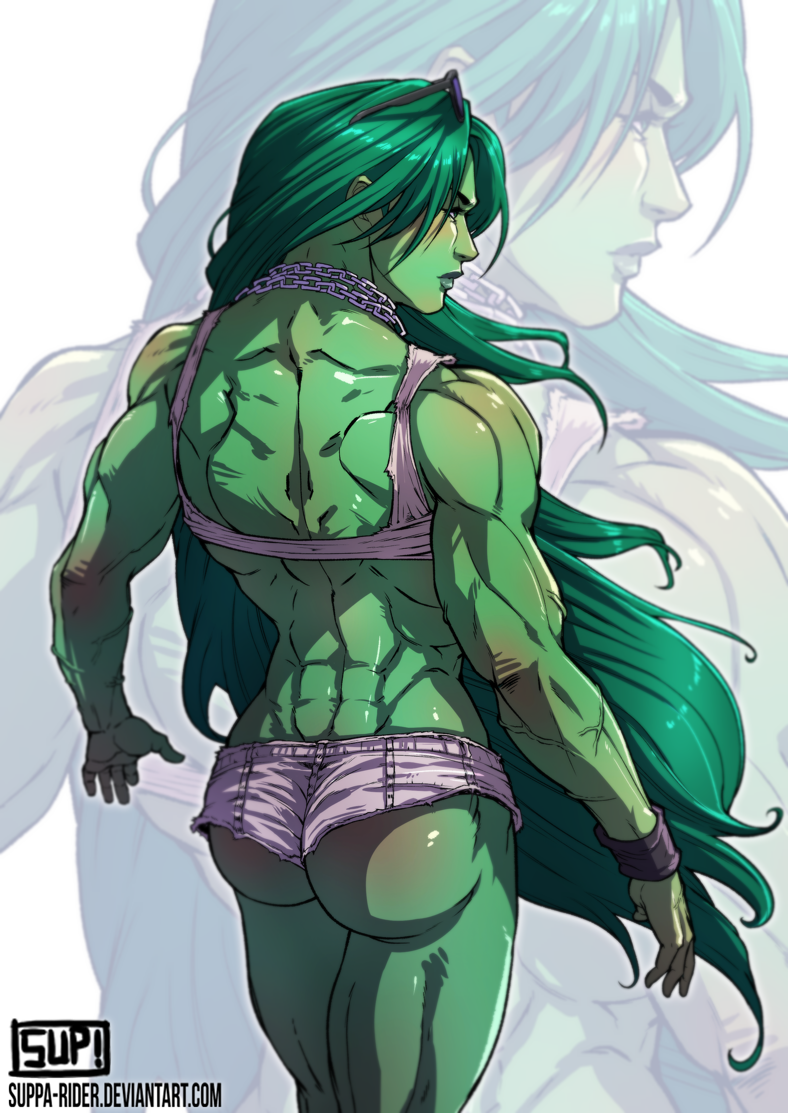 She-Hulk - Suppa-Rider, Арт, Крепкая девушка, Marvel, Женщина-Халк, Спортивные девушки, Длиннопост