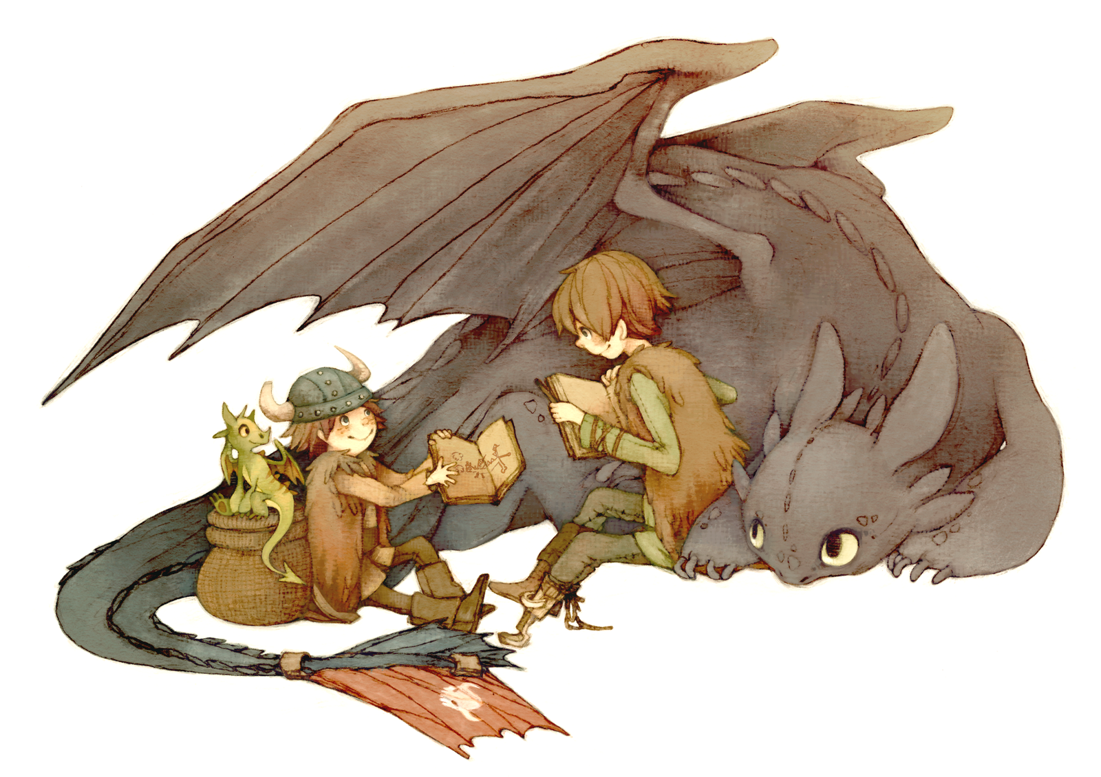 book and cartoon - Art, How to train your dragon, Hiccup, Toothless, Night fury, The Dragon