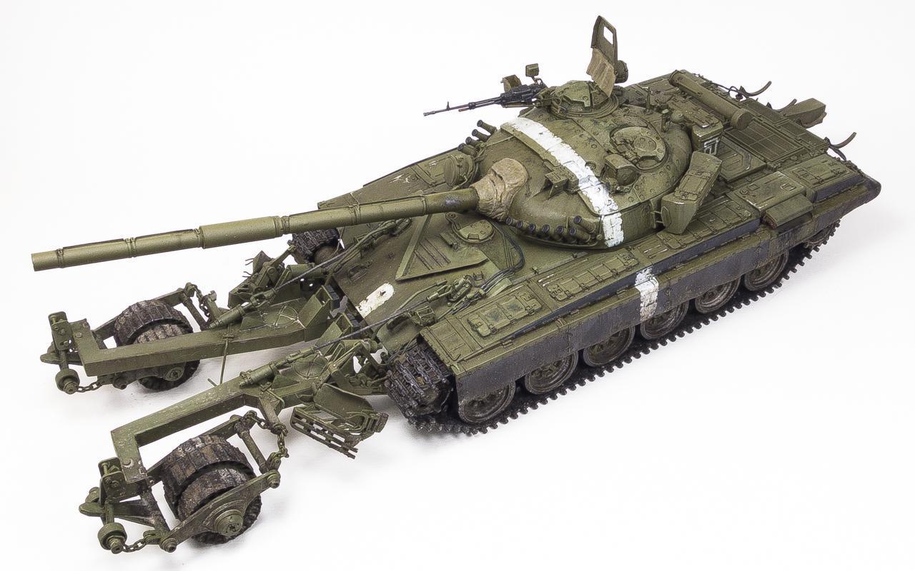 T-72A model 1983 with minesweeper KMT7-8 in 1:35 scale - Models, Miniature, Tanks, Longpost