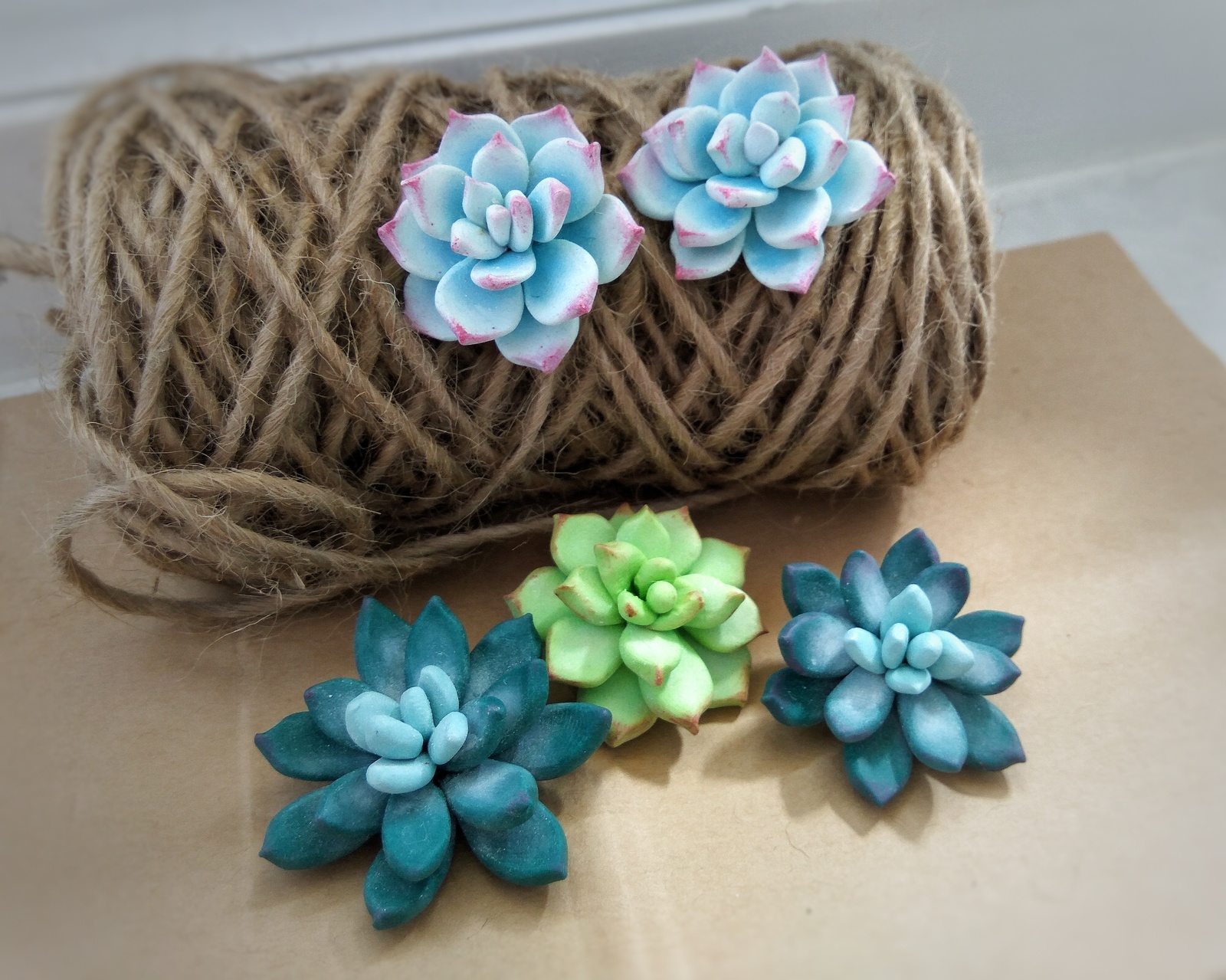 Succulent brooches made of polymer clay. - My, Polymer clay, Succulents, Brooch, Handmade, 