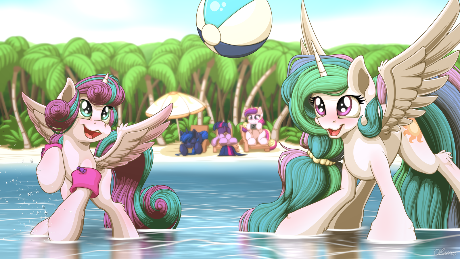 Royal Summer - Princess celestia, Flurry heart, Mane 6, PonyArt, My little pony