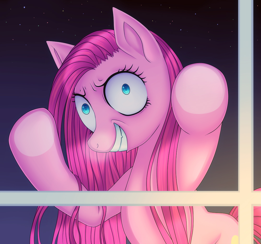 She watching you! - Pinkie Pie, PonyArt, My Little Pony