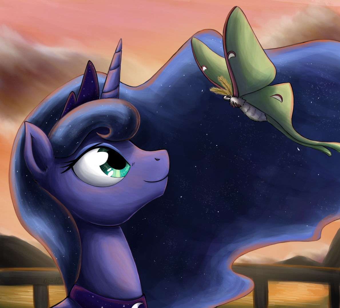 moon and butterfly - My little pony, Princess luna, Otakuap