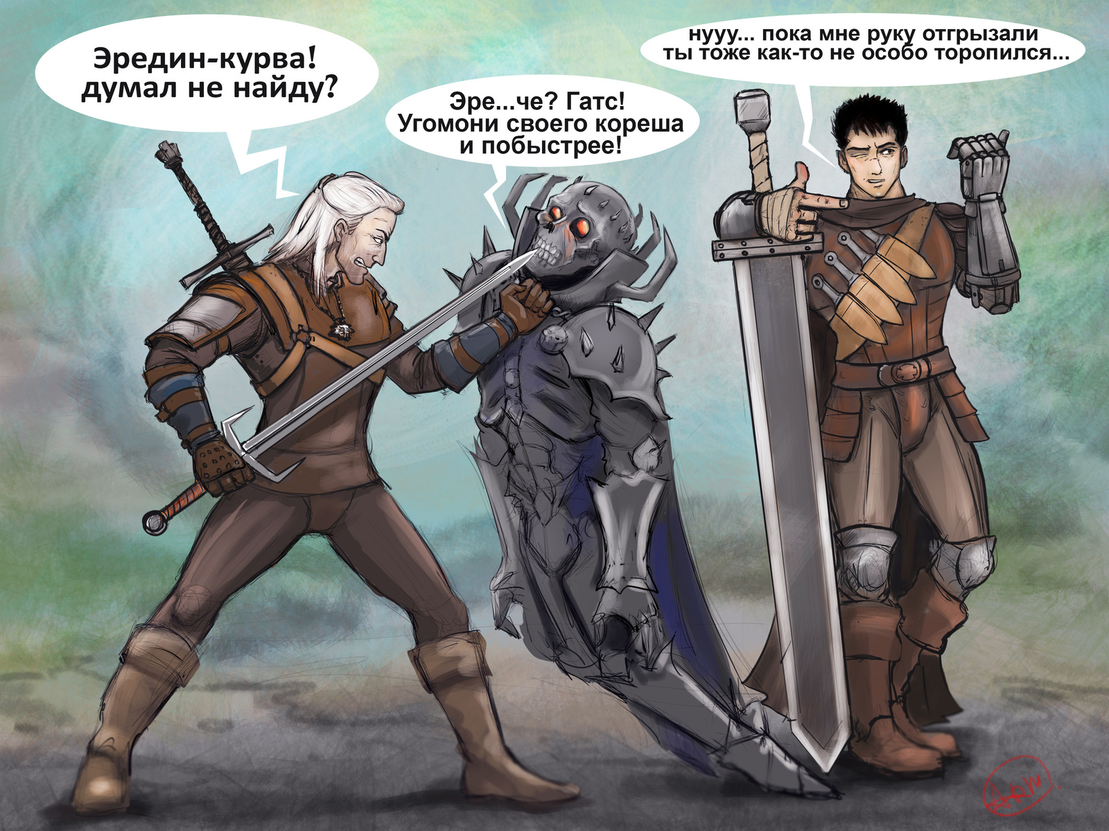 Problem - My, Artobstrel, The Witcher 3: Wild Hunt, Berserker, Crossover, Drawing, Witcher