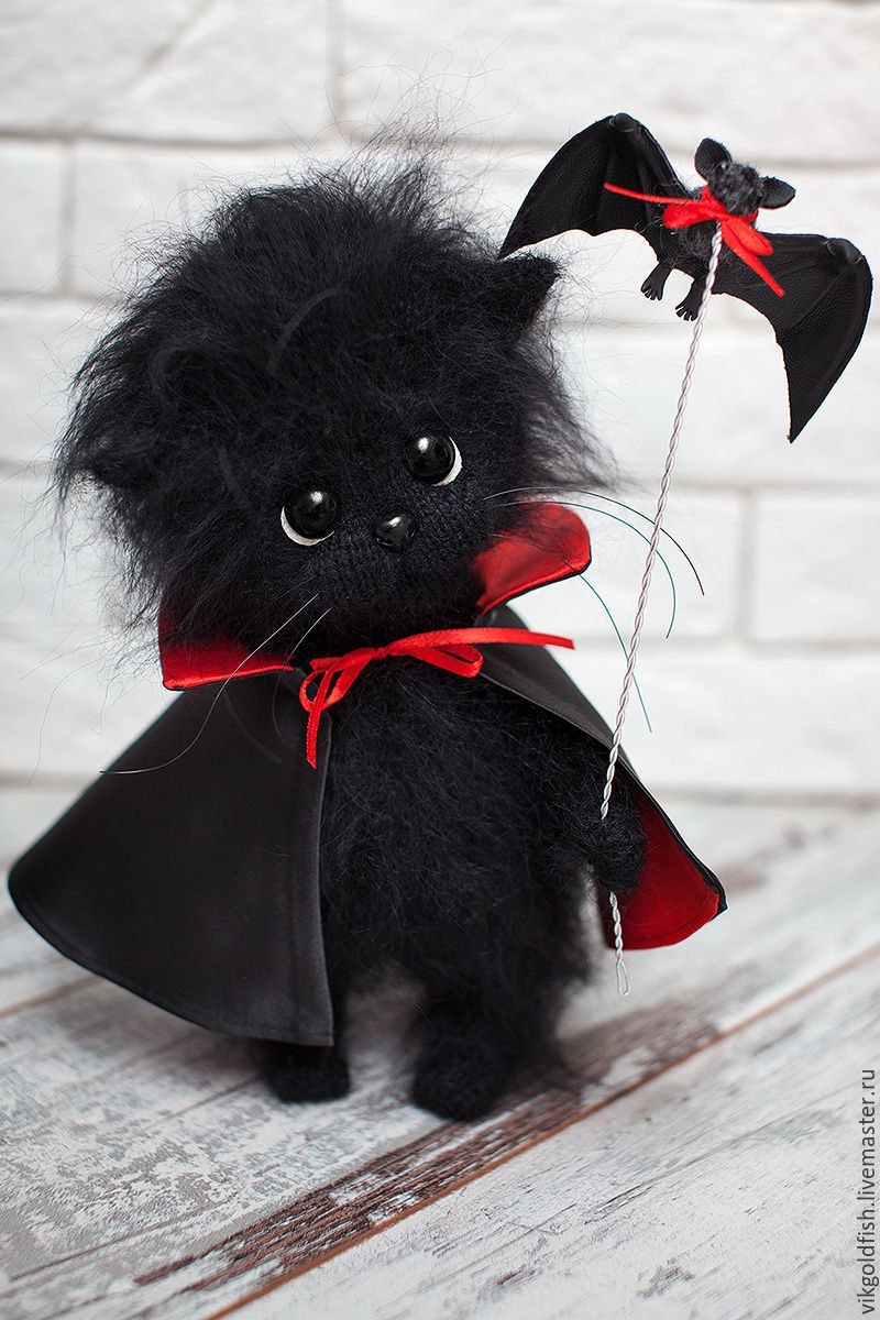 Once upon a time there was a black cat... - My, Needlework, Needlework without process, Knitting, Knitted toys, Longpost