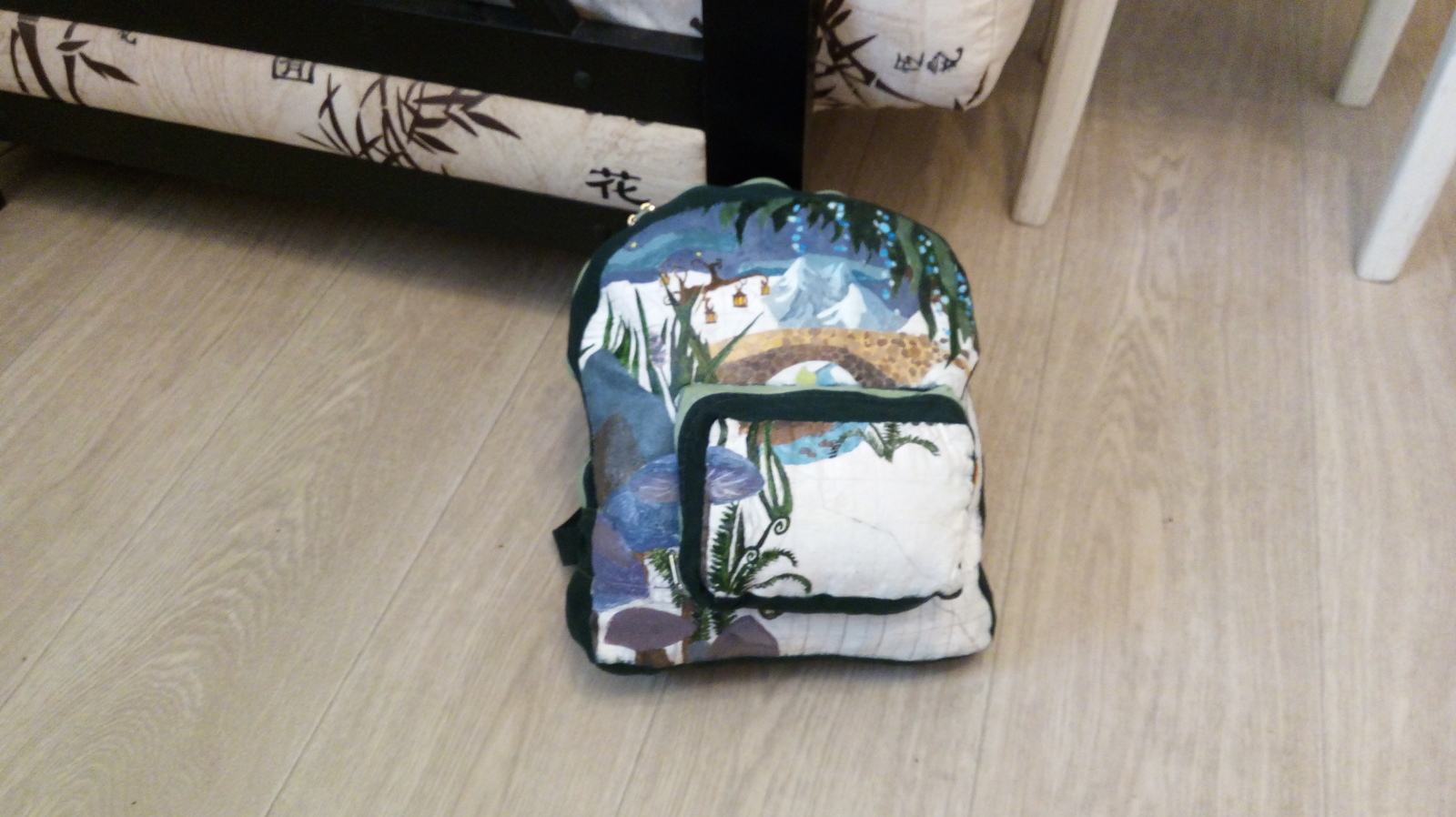 Fabulous backpack for a fabulous handyman - My, Creation, Longpost, Painting on fabric