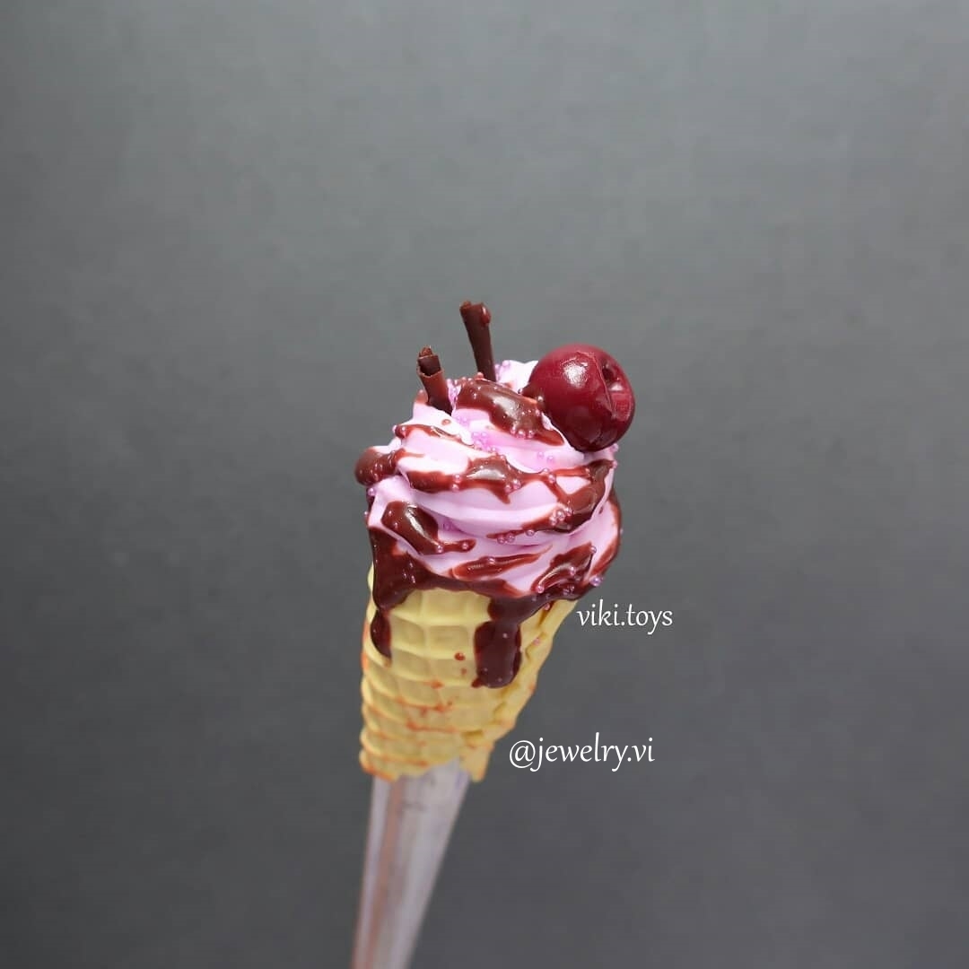 Spoons - horns :D - My, Ice cream, Polymer clay, Needlework without process, Sweets, Handmade, Tableware, Berries, With your own hands, Longpost